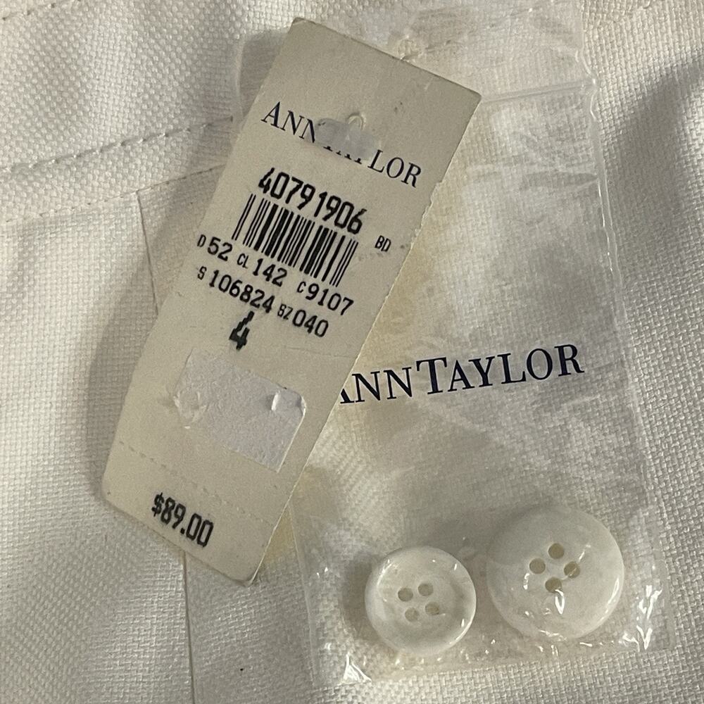 Ann Taylor Women’s White Lined Straight Dress Cotton Pants Twill - Picture 5 of 16